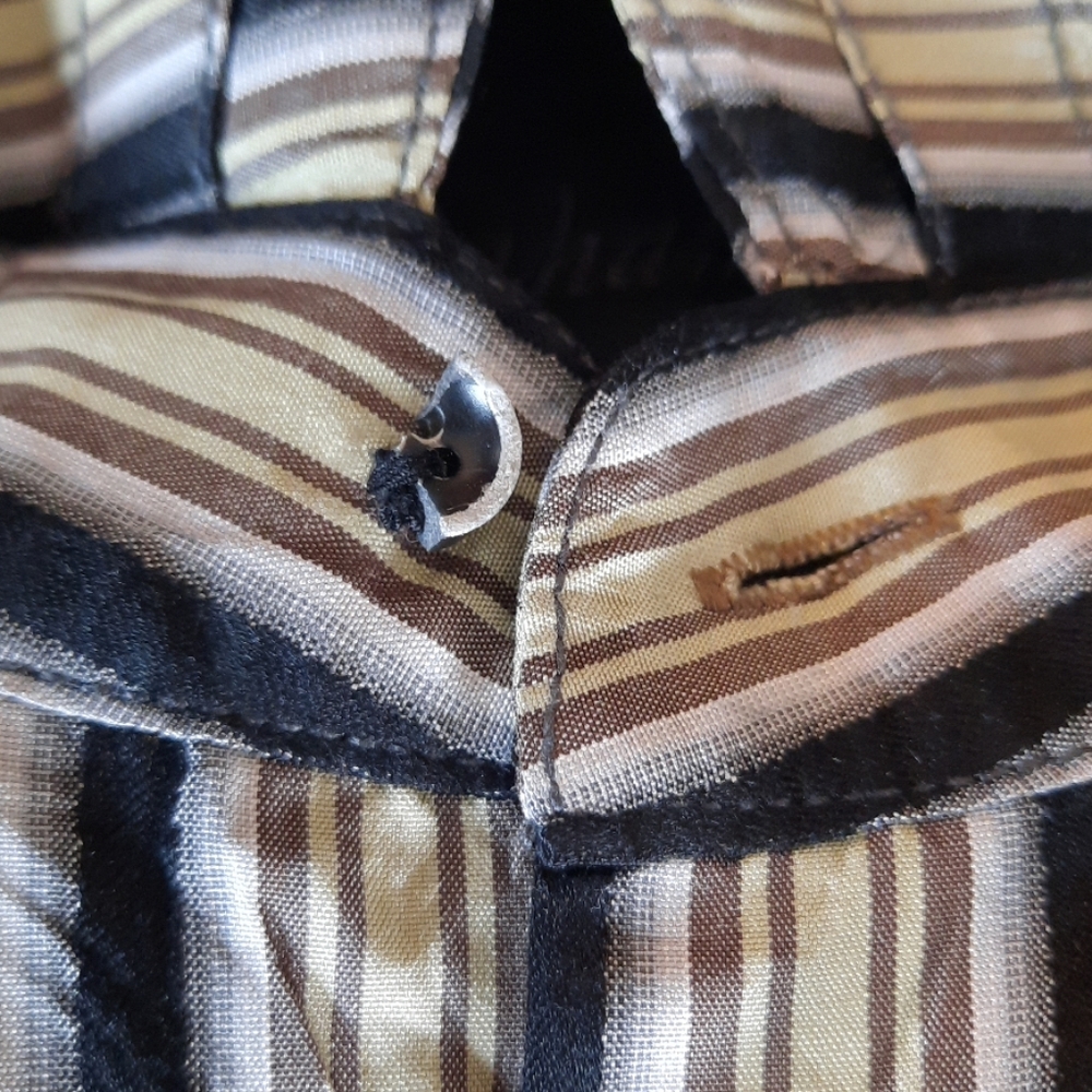 Tommy Bahama 100% Silk Button Down Long-Sleeve Shirt Stripe Black Tan Mens Sz XL - Picture 9 of 16